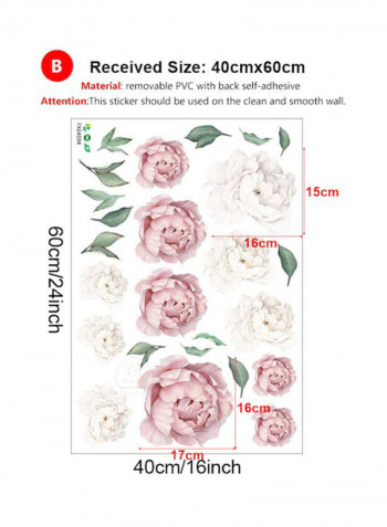 Peony Flowers Wall Stickers Multicolour 60 x 90cm