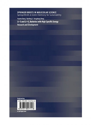 Li-S and Li-O2 Batteries with High Specific Energy Paperback