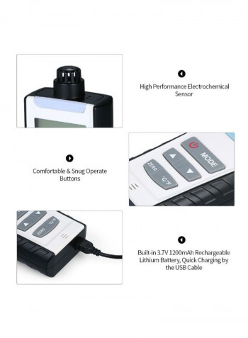 High Precision Oxygen Meter Vibration Alarm White/Black 180 x 70 x 30millimeter