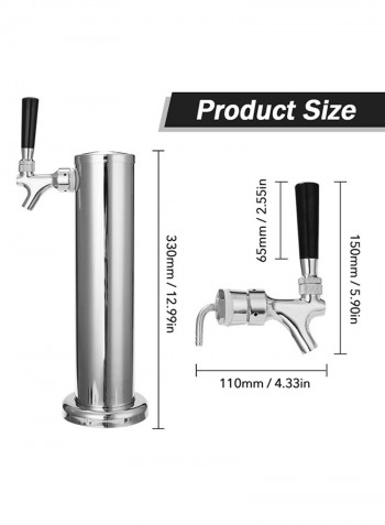 Stainless Steel Beer Tower Tap Silver 40X15X15.50centimeter