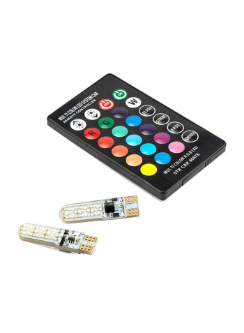 2-Piece T10 5050 SMD RGB Car Dome Reading LED Light With Remote Control