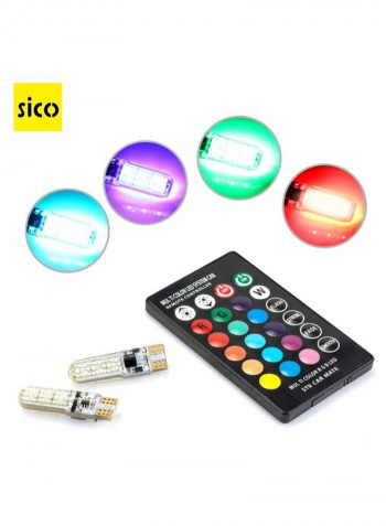 2-Piece T10 5050 SMD RGB Car Dome Reading LED Light With Remote Control