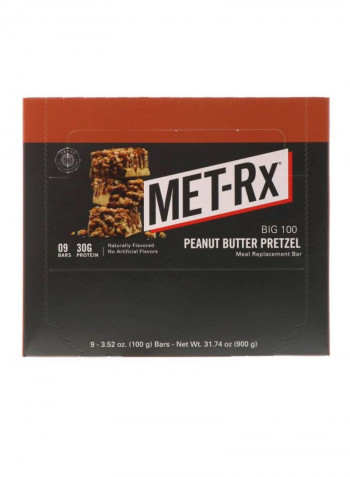 9-Piece 100 Meal Replacement Peanut Butter Pretzel Protein Bar