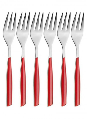 6-Piece Fork Set Silver/Red