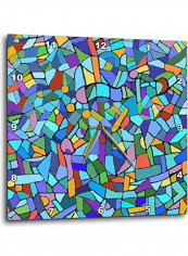 dpp 58376 3 Bright Vibrant Gaudi Inspired Mosaic Pattern Stain Glass Wall Clock Multicolour 15x15inch
