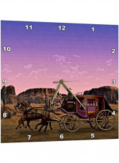 Western Scene With A Wagon At Sunset Printed Analog Wall Clock Multicolour 15x15x0.1inch reviews Western Scene With A Wagon At Sunset Printed Analog Wall Clock Multicolour 15x15x0.1inch