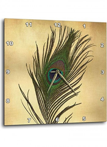 Elegant Peacock Feather Wall Clock Multicolour 15x15inch
