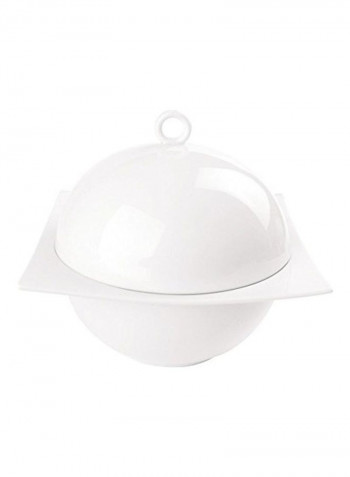 Soup Bowl with Lid White