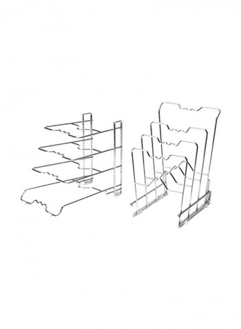 4-Tier Pot Lid Rack Silver 8.5x12x9.9inch