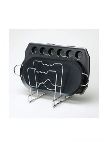 4-Tier Pot Lid Rack Silver 8.5x12x9.9inch