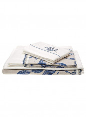 6-Piece Rita Eco Large Duvet Set Cotton White/Grey/Blue 280 x 280centimeter