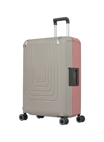 Hardside Cabin Luggage Trolley Grey With Pink