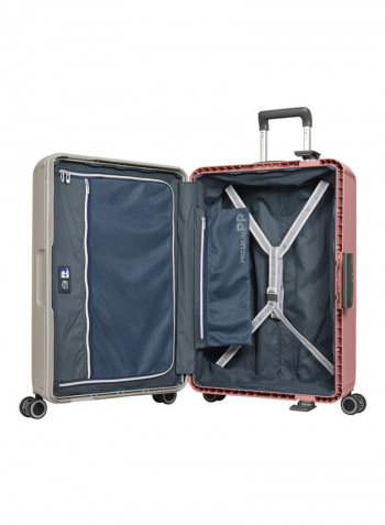 Hardside Cabin Luggage Trolley Grey With Pink