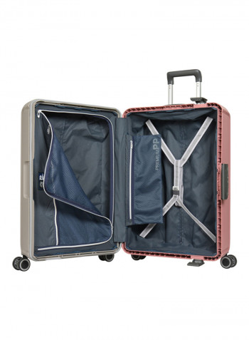 Hardside Cabin Luggage Trolley Grey With Pink