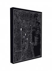 Chicago 1985 Vintage Map Stretched Canvas Wall Art Black/White 16x1.5x20inch