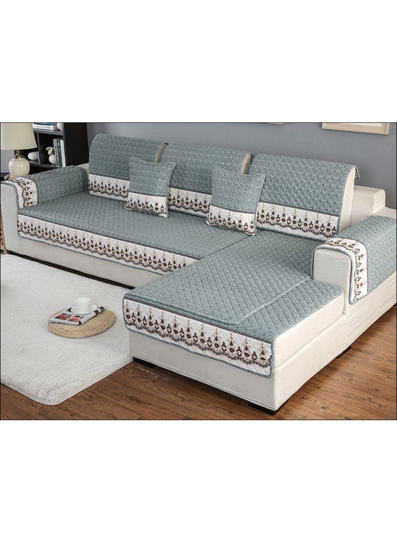 Anti-Skidding Sofa Slipcover Grey/White/Brown 110 x 210centimeter