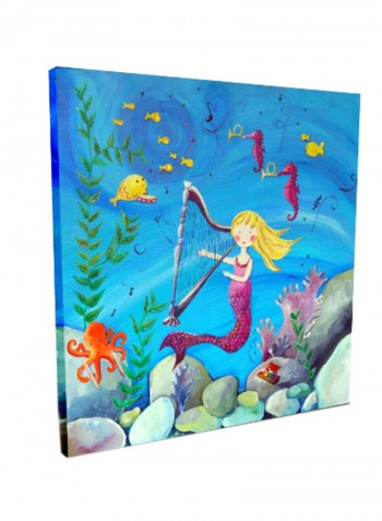 Blonde Haired Mermaid Painting Blue/Yellow/Pink 16x16inch