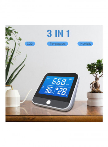 Carbon Dioxide Detector Thermometer And Hygrometer Air Quality Indoor Monitor Black 13.00x9.00x13.00cm