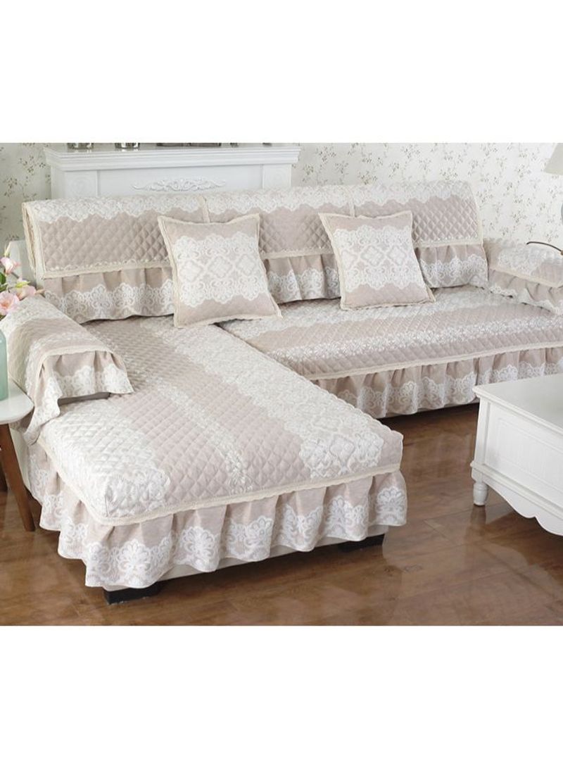 Jacquard High Grade Universal Sofa Slipcover White/Beige