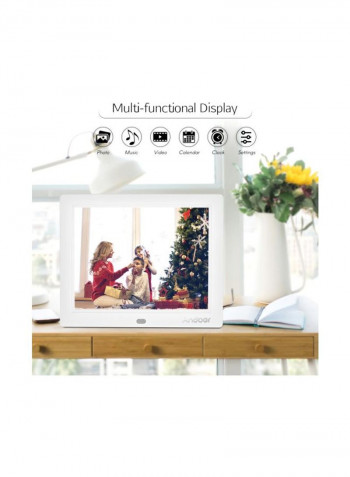 Compact Digital LED Photo Frame With Remote White