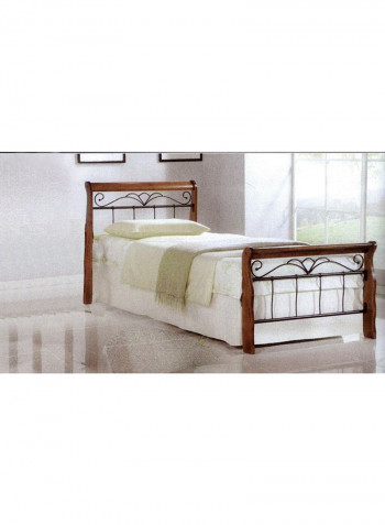 Wooden And Steel Bed With Medical Mattress Brown Single