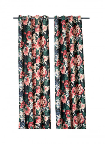 2-Piece Window Curtain Set Black 145x300centimeter
