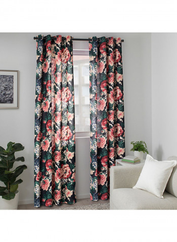 2-Piece Window Curtain Set Black 145x300centimeter