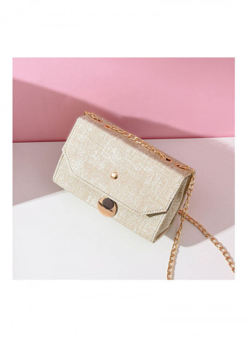 Women's Retro Personality Pendant Chain Small Square Bag Beige