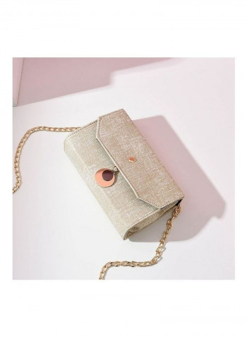 Women's Retro Personality Pendant Chain Small Square Bag Beige