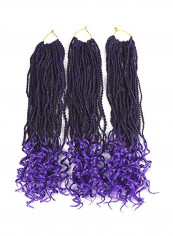 Pack Of 6 Twist Crochet Hair Extension Set T1B/Purple 18inch