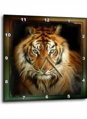Portrait Of A Tiger Themed Wall Clock Multicolour