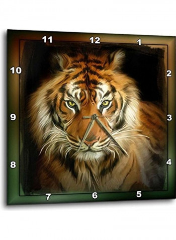 Portrait Of A Tiger Themed Wall Clock Multicolour