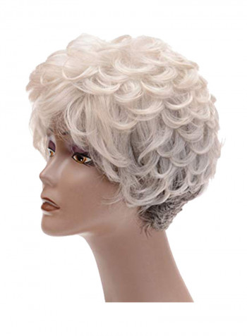 Bob Fluffy Hair Wig White 1.97x10.63x6.3inch