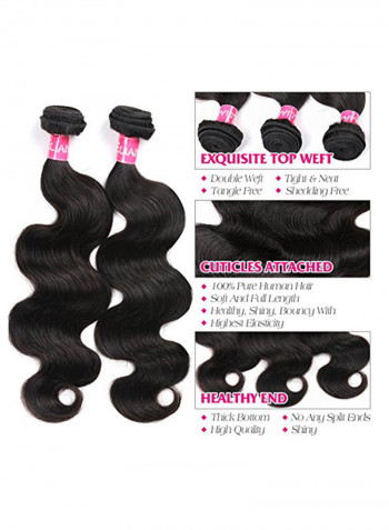 3-Piece Brazilian Hair Extension Set Black 12,14,16inch