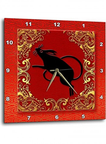 Chinese Zodiac Year Of The Rat Themed Wall Clock Red/Black/Gold
