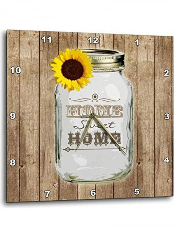 Country Rustic Mason Jar With Sunflower Home Sweet Home Wall Clock Multicolour 15x15inch