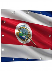 Flag Of Costa Rica Waving Wind Wall Clock Multicolour 15x15inch