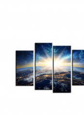 4-Piece Astronomy Theme Canvas Painting With Frame Multicolour 120X85centimeter