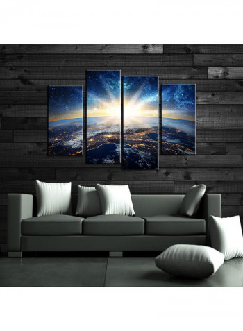 4-Piece Astronomy Theme Canvas Painting With Frame Multicolour 120X85centimeter