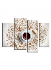 4-Piece Coffee Theme Canvas Painting With Frame Multicolour 120X85centimeter