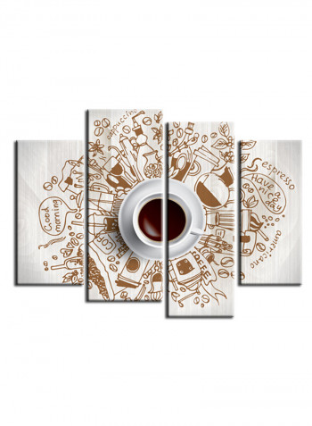 4-Piece Coffee Theme Canvas Painting With Frame Multicolour 120X85centimeter