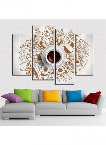 4-Piece Coffee Theme Canvas Painting With Frame Multicolour 120X85centimeter