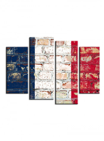 4-Piece Flag Theme Canvas Painting With Frame Multicolour 120X85centimeter