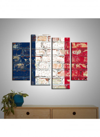 4-Piece Flag Theme Canvas Painting With Frame Multicolour 120X85centimeter