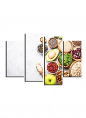 4-Piece Food Theme Canvas Painting With Frame Multicolour 120X85centimeter