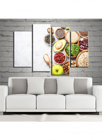 4-Piece Food Theme Canvas Painting With Frame Multicolour 120X85centimeter