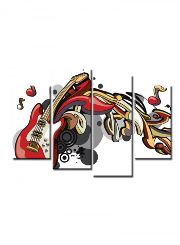 4-Piece Music Theme Canvas Painting With Frame Multicolour 120X85centimeter