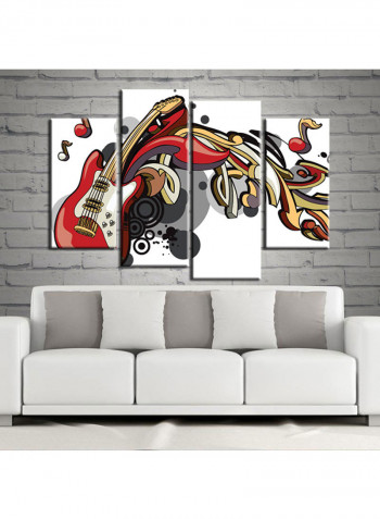 4-Piece Music Theme Canvas Painting With Frame Multicolour 120X85centimeter