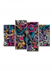 4-Piece Music Theme Canvas Painting With Frame Multicolour 120X85centimeter