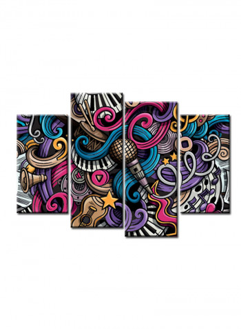 4-Piece Music Theme Canvas Painting With Frame Multicolour 120X85centimeter